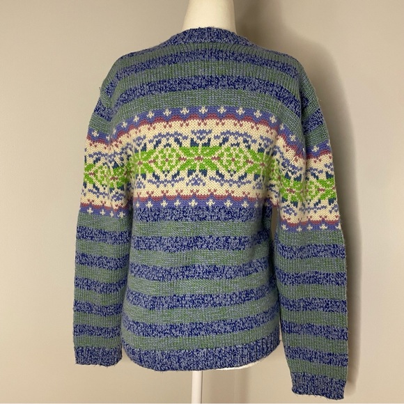 Woolrich Wool Blend Zip Up Cardigan Sweater Blue Green Pink Size M/L Jacket - Picture 2 of 9